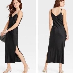 New With Tags-A New Day Target-Black Silky Maxi Slip Dress-Size XS